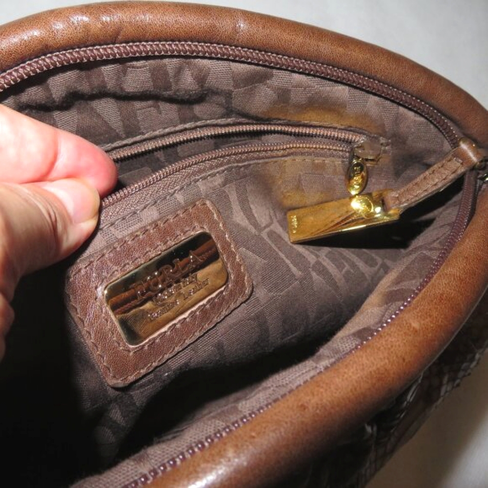 Furla Python Embossed And Smooth Leather Oversize… - image 7